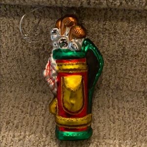 Blown glass golf bag ornament